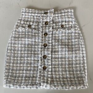 Ann Taylor Tweed Mini Skirt in Cream and Brown
